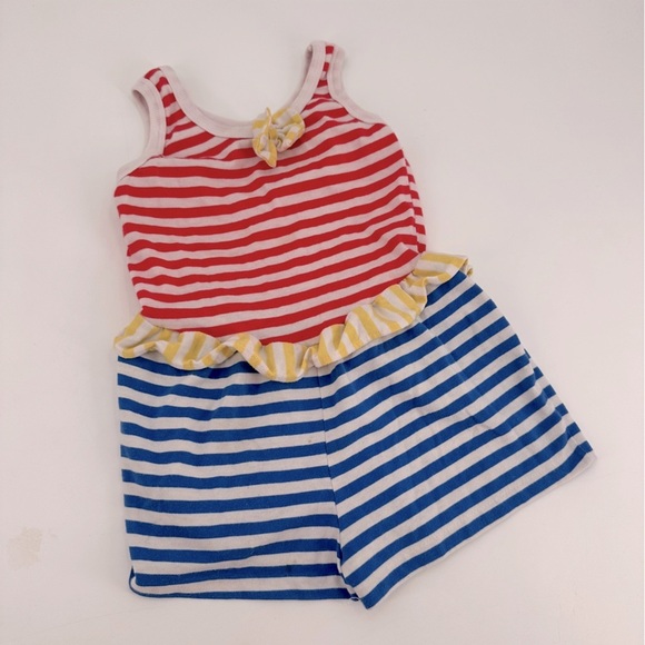 Vintage Buster Brown Stripe Playsuit Jumper Romper Sunsuit Girls 6 6X - Picture 1 of 5